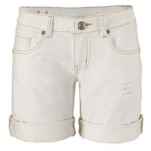 Cabi Boyfriend Shorts #5127  Vintage White NEW inseam 7 in Denim Stretch